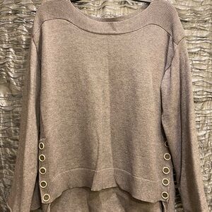 Chelsea & Theodore Heather Gray Sweater with Button Details